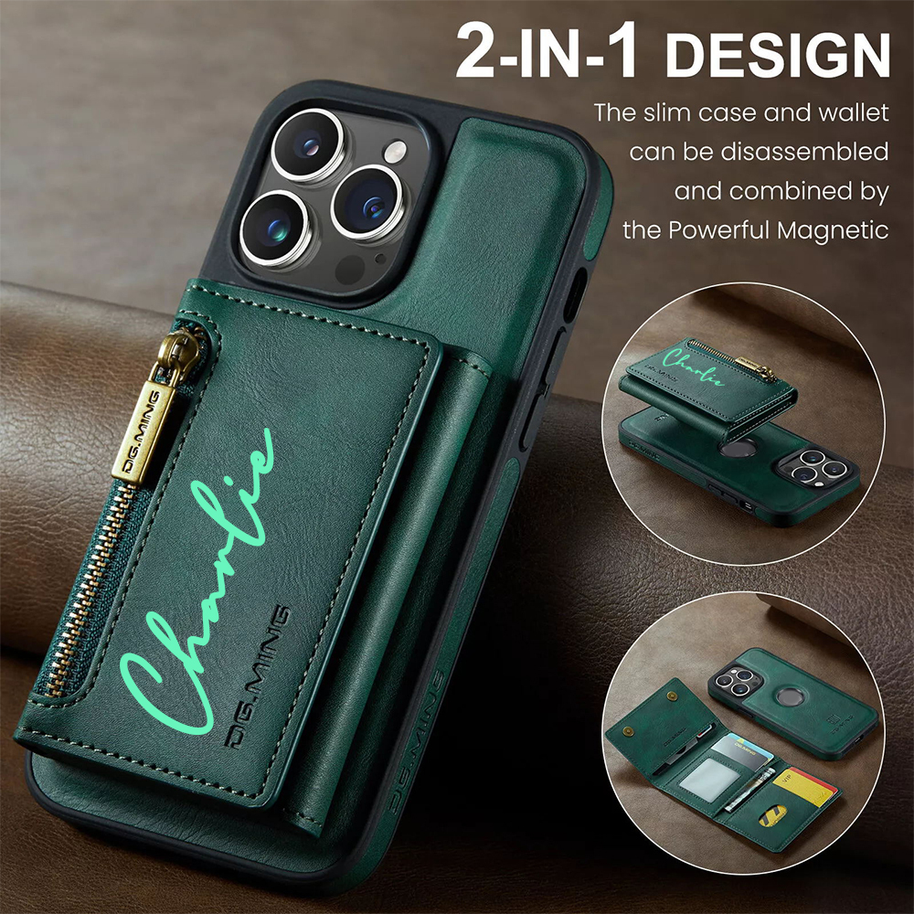 Personalized Leather 2-in-1 Detachable Magnetic Wallet Phone Case | OFCase147