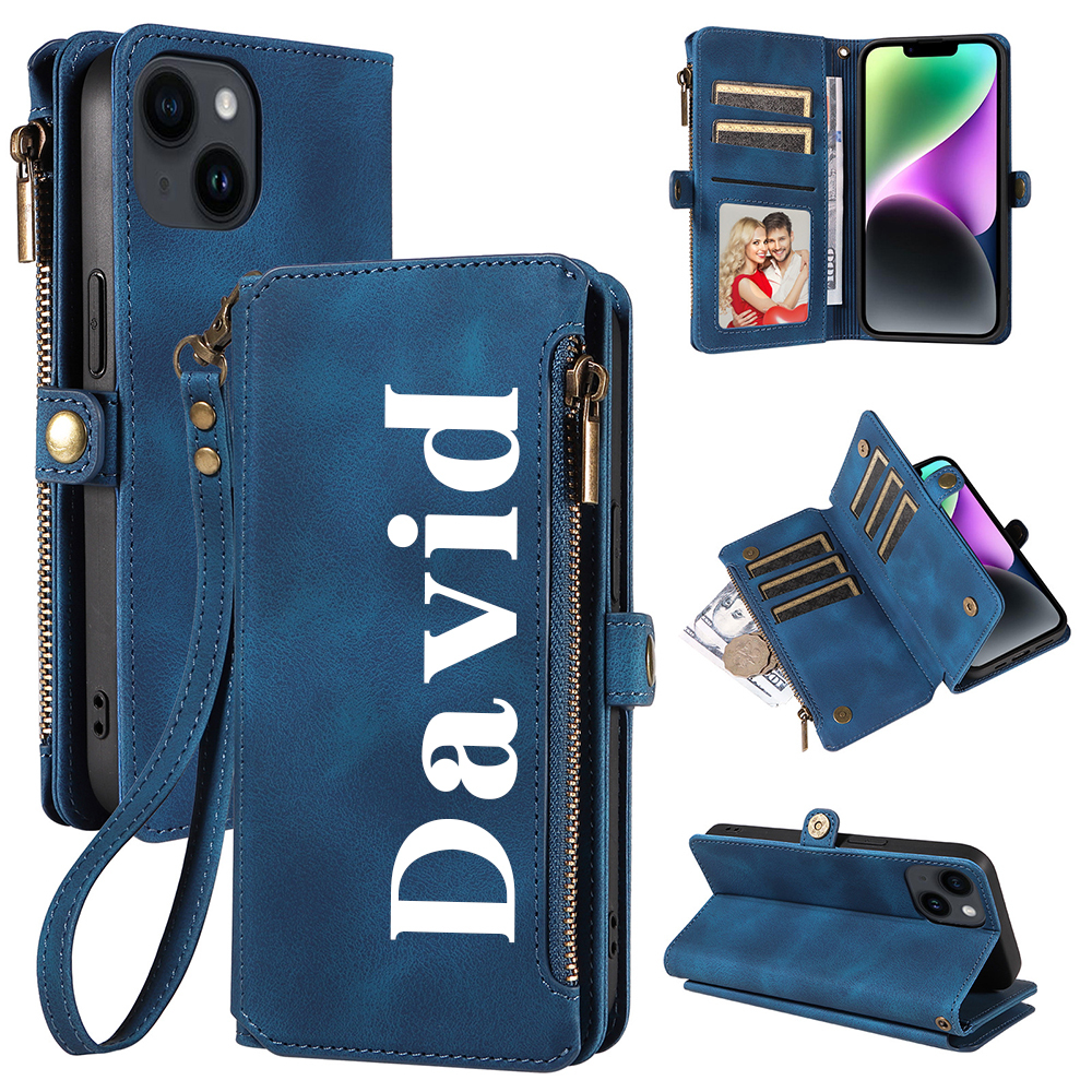 Personalised Monogram Card Holder Zipper Wallet Phone Case | OFCase116