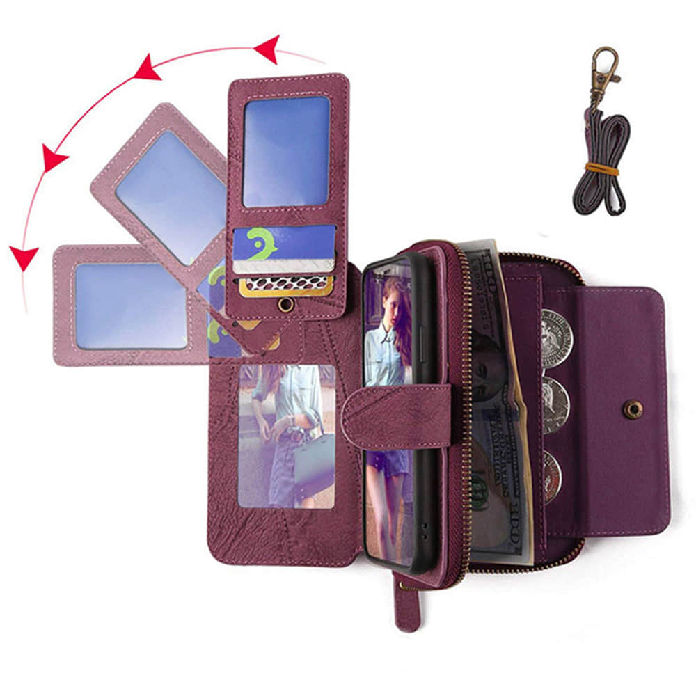 Personalised Monogram Zipper Wallet Detachable Phone Case | OFCase122