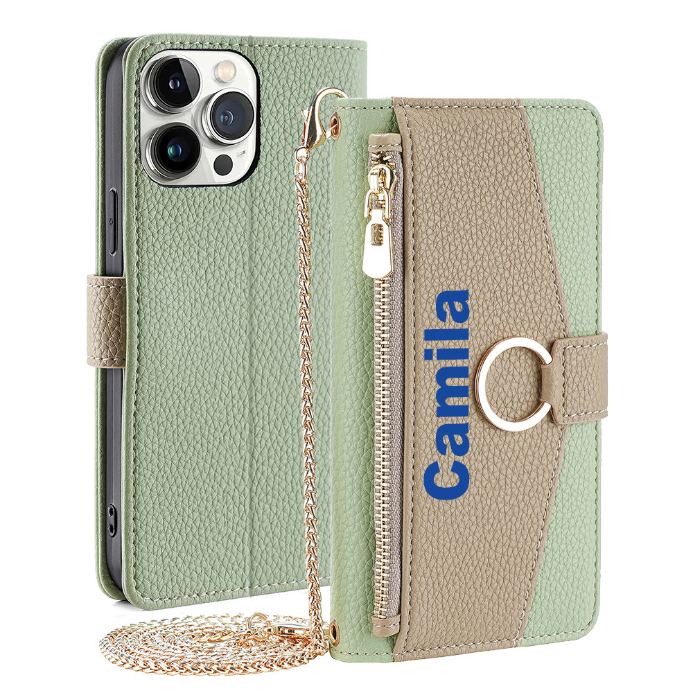 Personalised Monogram Wallet Phone Case with Crossbody Strap | OFCase142