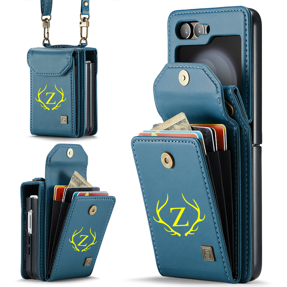 Personalized Monogram Crossbody Samsung Z Flip Phone Case with Card Holder | OFCase149