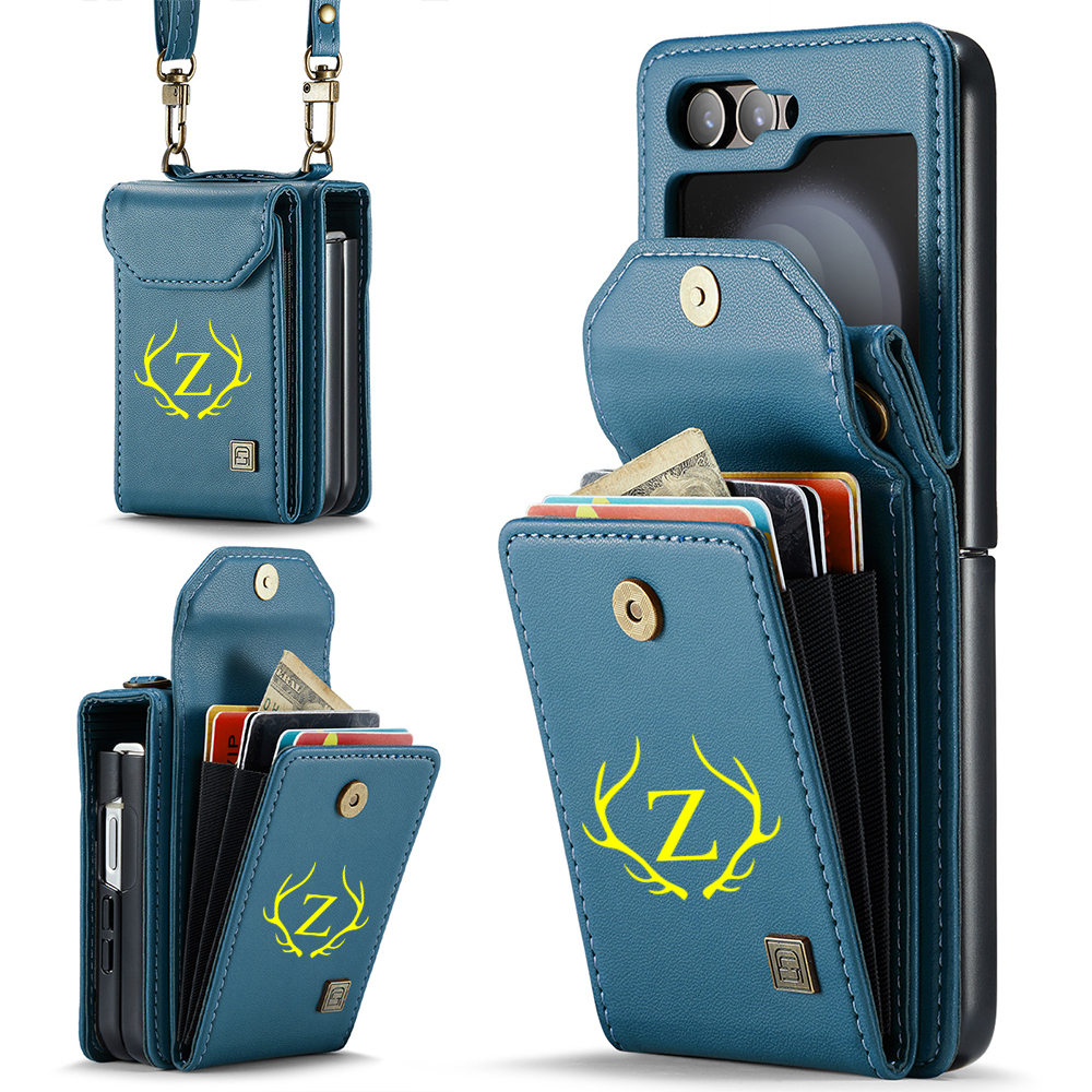 Personalized Monogram Crossbody Samsung Z Flip Phone Case with Card Holder | OFCase149