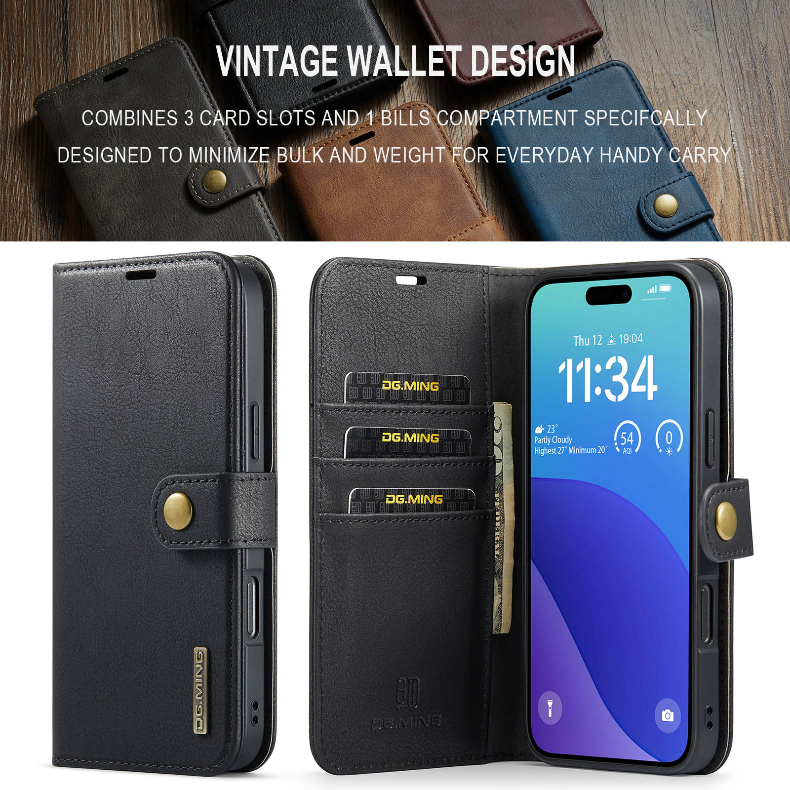 Personalised Monogram Detachable Magnetic Phone Wallet Case | OFCase135