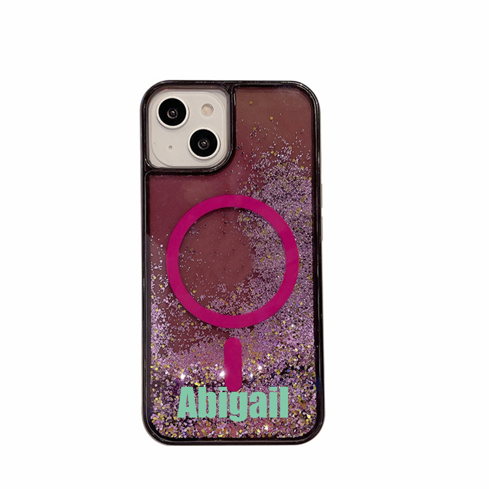 Personalized Magnetic Liquid Quicksand Glitter Bling iPhone Case | OFCase148