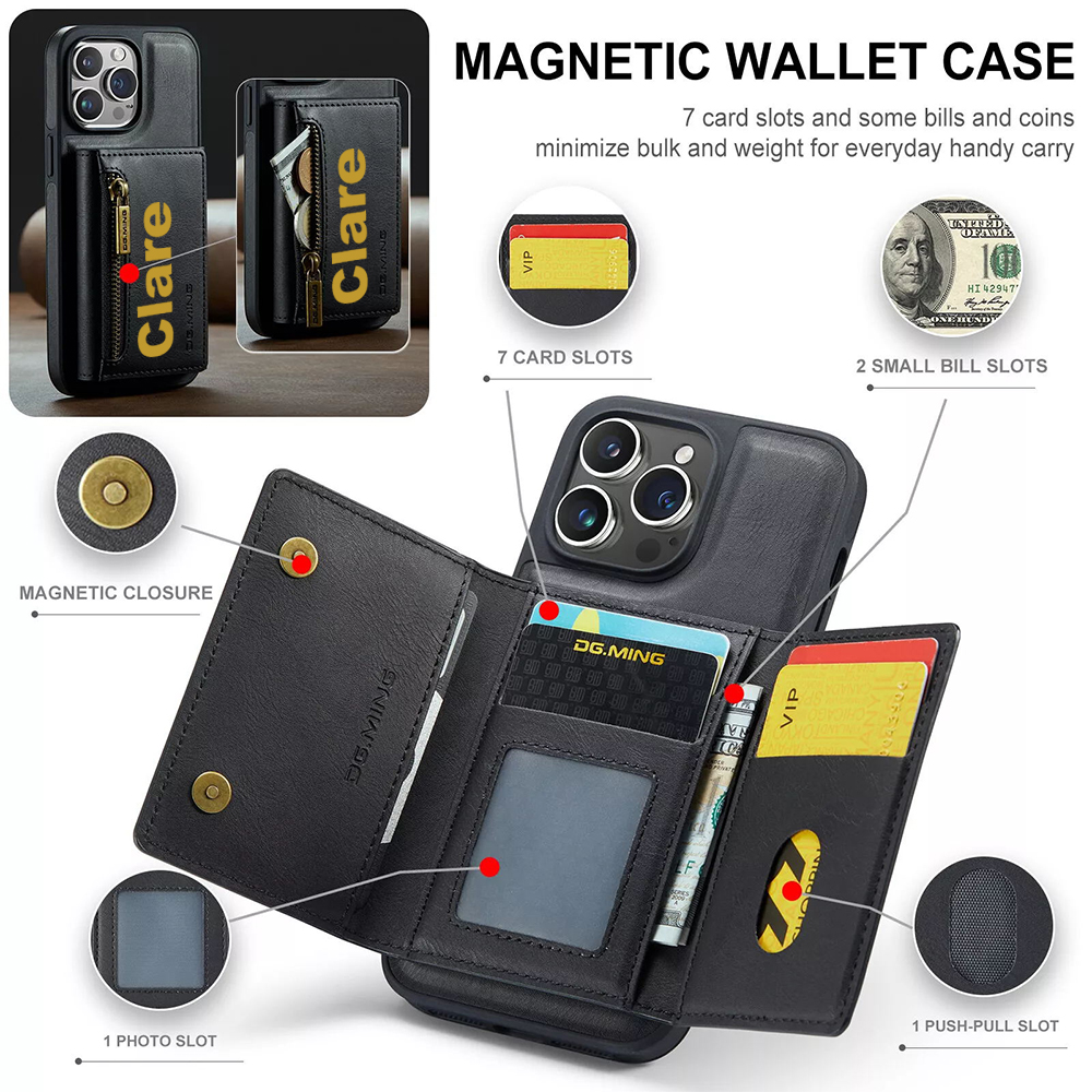 Personalized Leather 2-in-1 Detachable Magnetic Wallet Phone Case | OFCase147