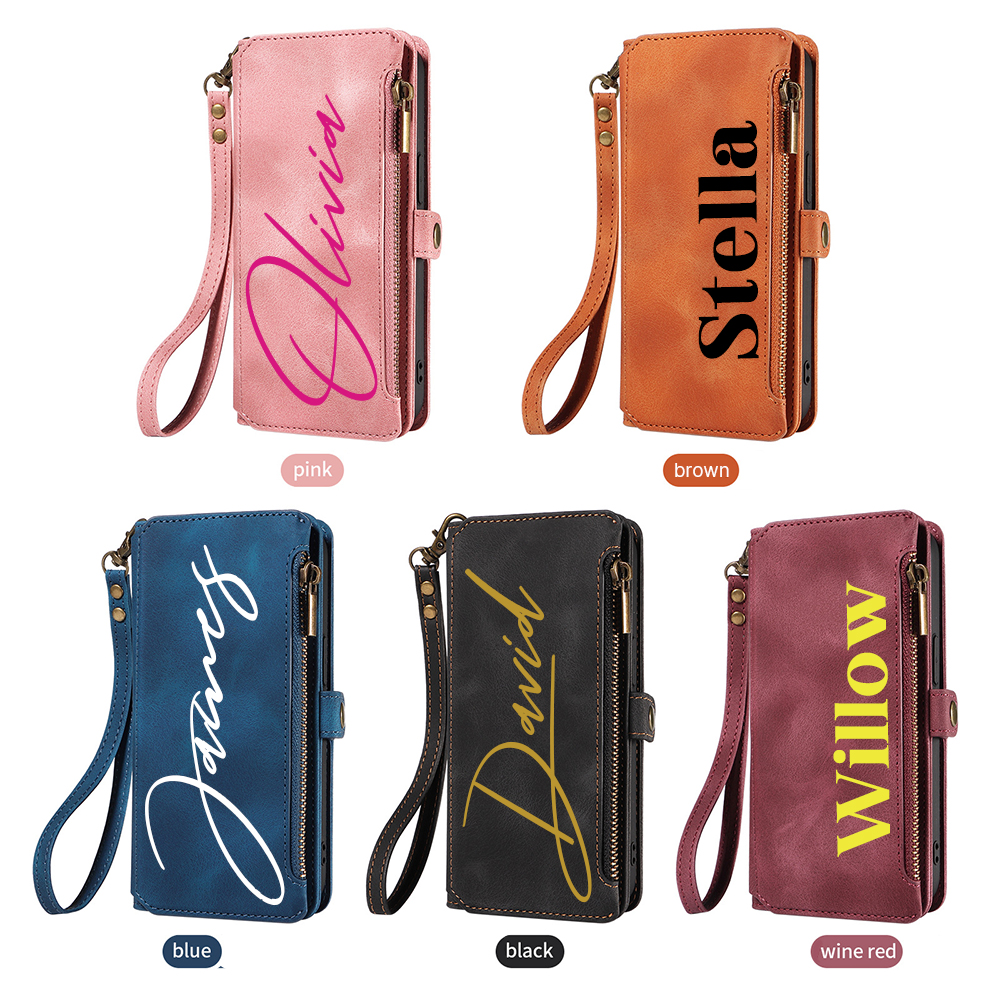 Personalised Monogram Card Holder Zipper Wallet Phone Case | OFCase116