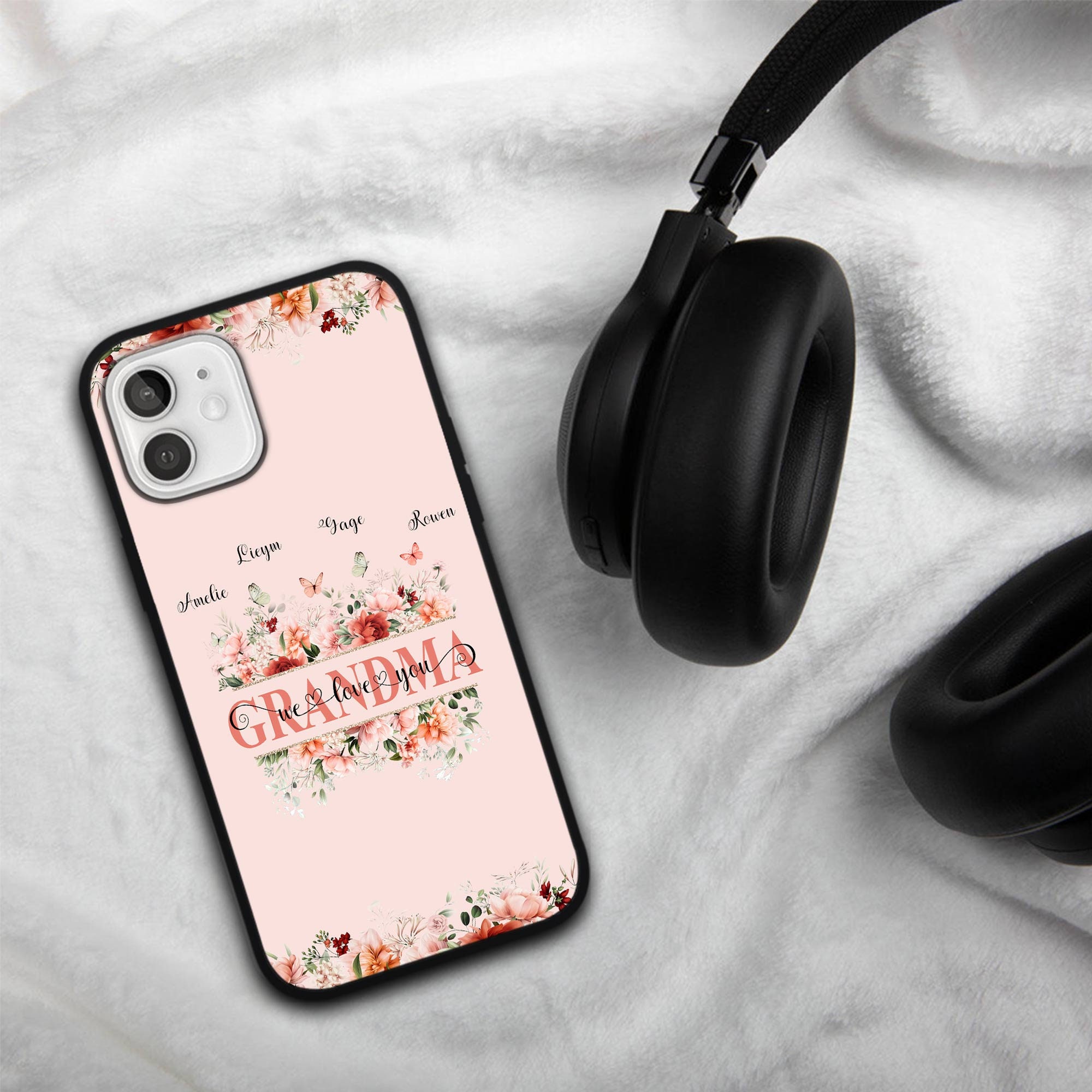 Personalized Grandma, Mom We Love You Floral Phone Case | OFCase106