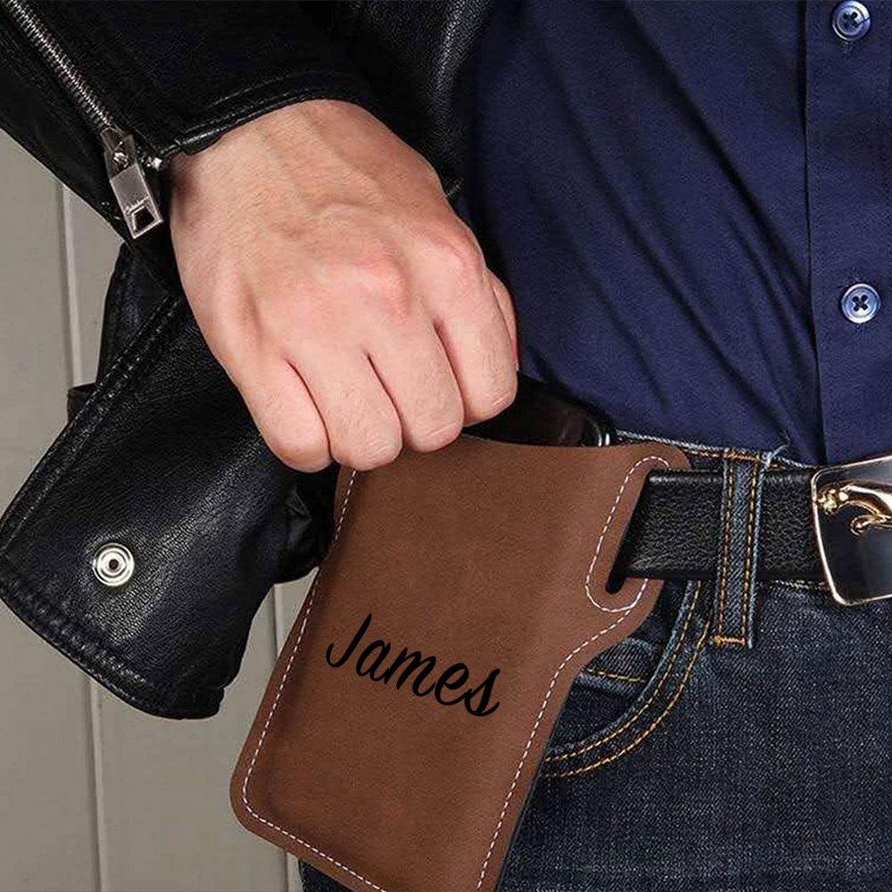 Personalised Leather Phone Holster with Belt Loops | OFCase113