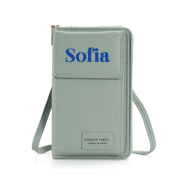 Personalized Crossbody Zip Card Slot Leather Phone Bags | OFBag02