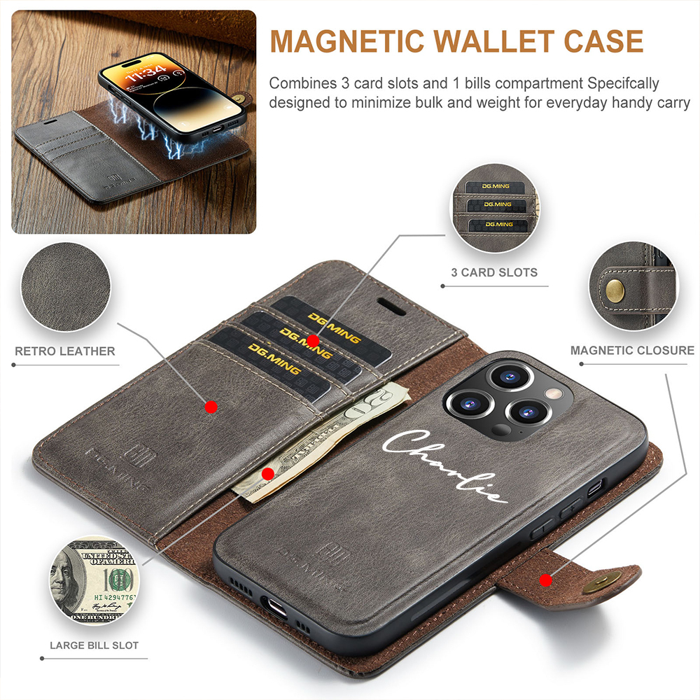 Personalised Monogram Detachable Magnetic Phone Wallet Case | OFCase135