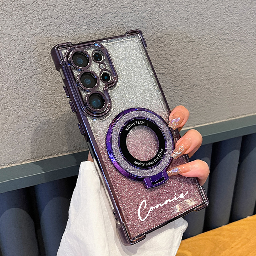 Personalized Magnetic Glitter Bling Phone Case with Stand Holder for iPhone & Samsung | OFCase150