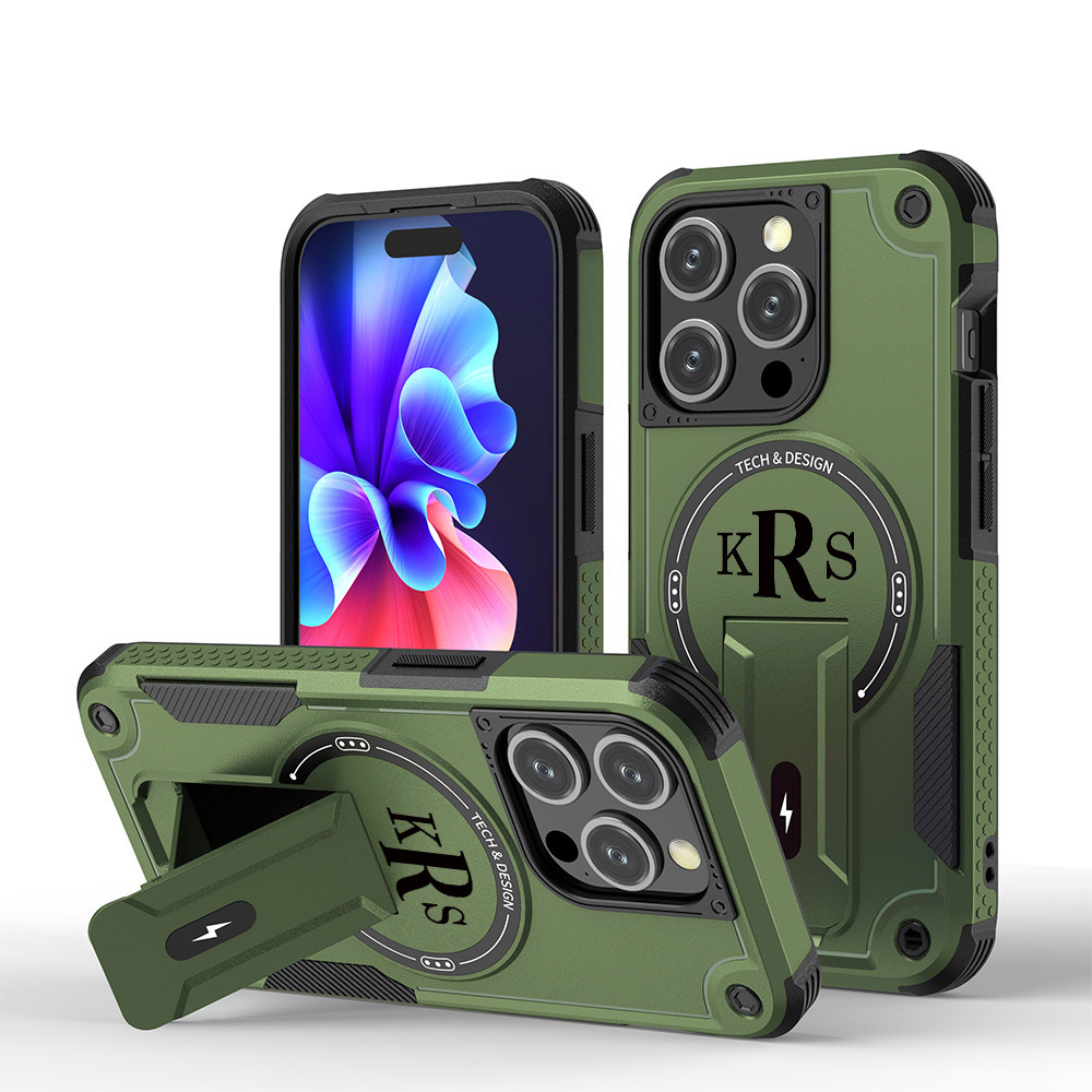 Personalized Monogram Magnetic Phone Case for iPhone and Samsung with Invisible Stand | OFCase159