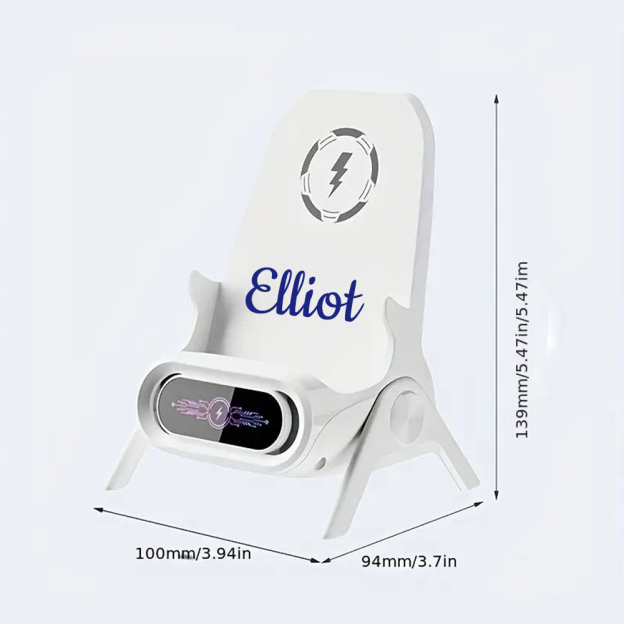 Personalized Chair Multifunctional Wireless Charger Station with Sound Amplifier & Phone Holder | OFCharger02