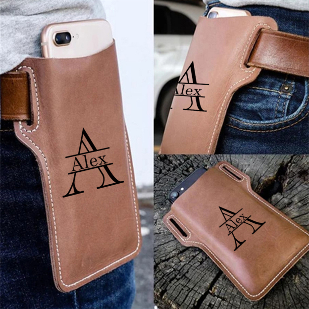 Personalised Leather Phone Holster with Belt Loops | OFCase113