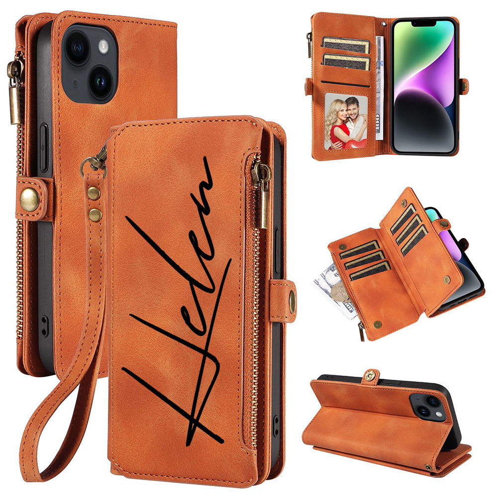 Personalised Monogram Card Holder Zipper Wallet Phone Case | OFCase116