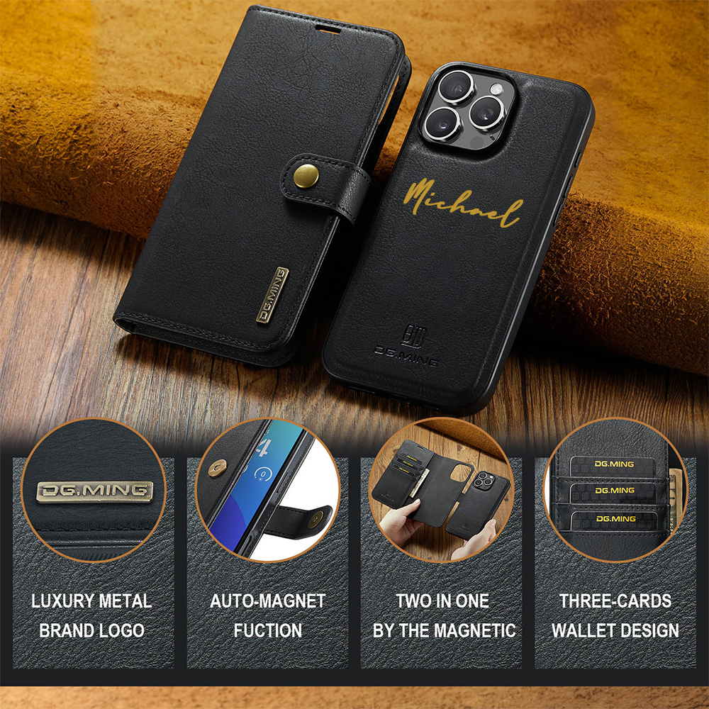 Personalised Monogram Detachable Magnetic Phone Wallet Case | OFCase135