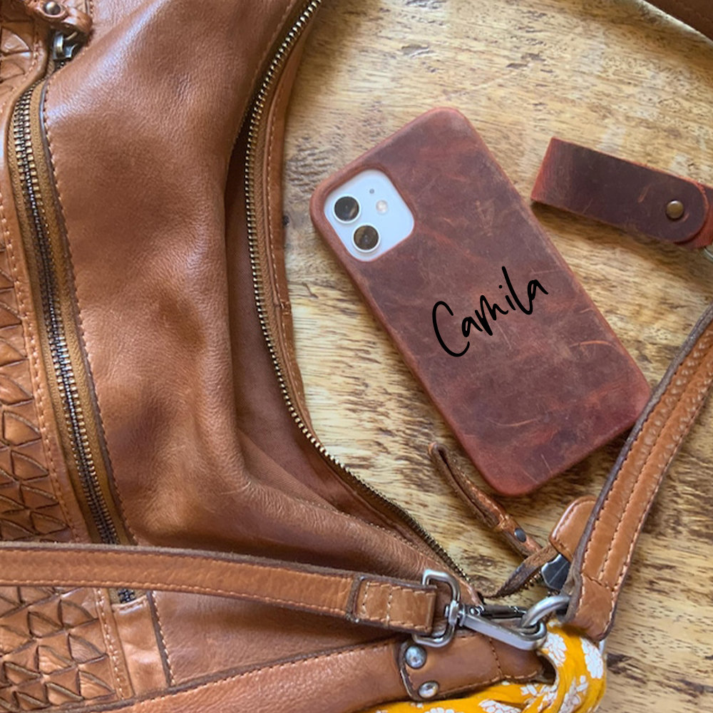 Personalised Monogram Engraved  Genuine Leather Phone Case | OFCase139