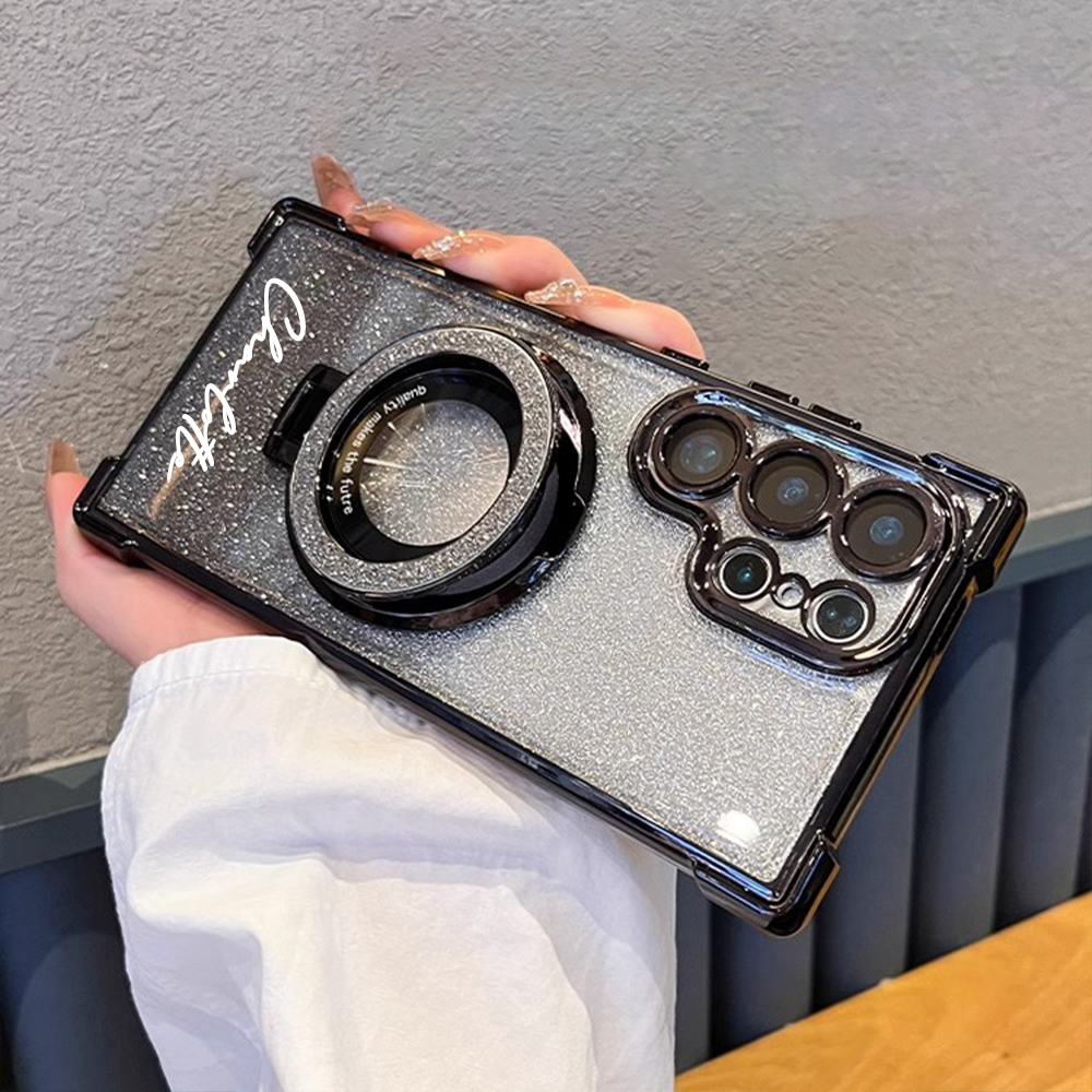 Personalized Magnetic Glitter Bling Phone Case with Stand Holder for iPhone & Samsung | OFCase150