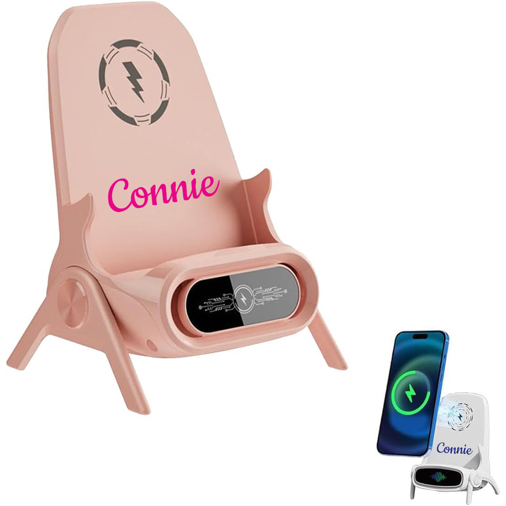 Personalized Chair Multifunctional Wireless Charger Station with Sound Amplifier & Phone Holder | OFCharger02