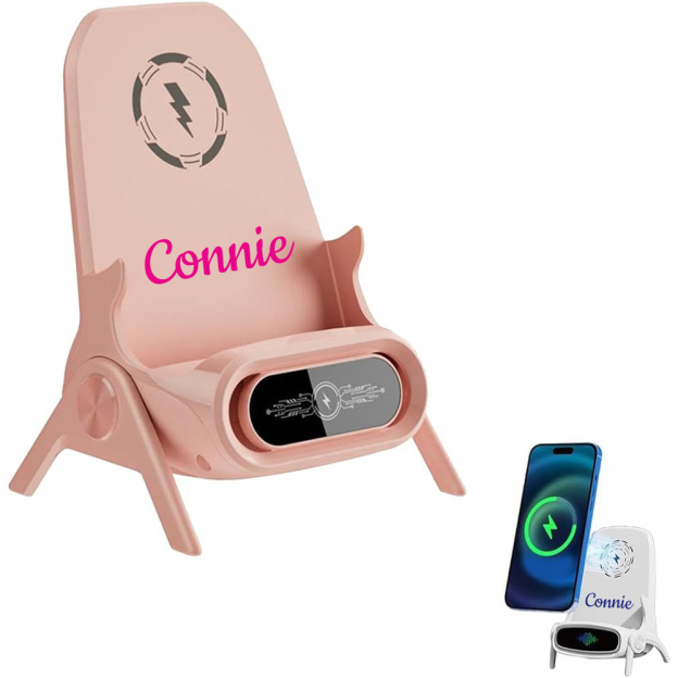 Personalized Chair Multifunctional Wireless Charger Station with Sound Amplifier & Phone Holder | OFCharger02