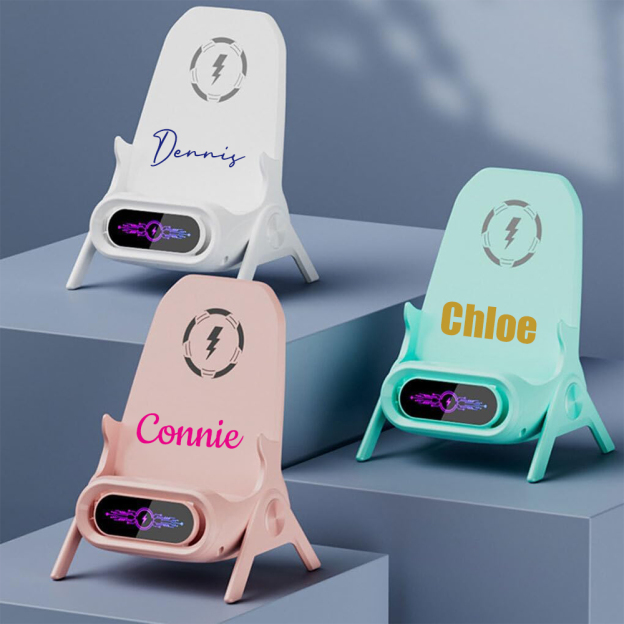 Personalized Chair Multifunctional Wireless Charger Station with Sound Amplifier & Phone Holder | OFCharger02