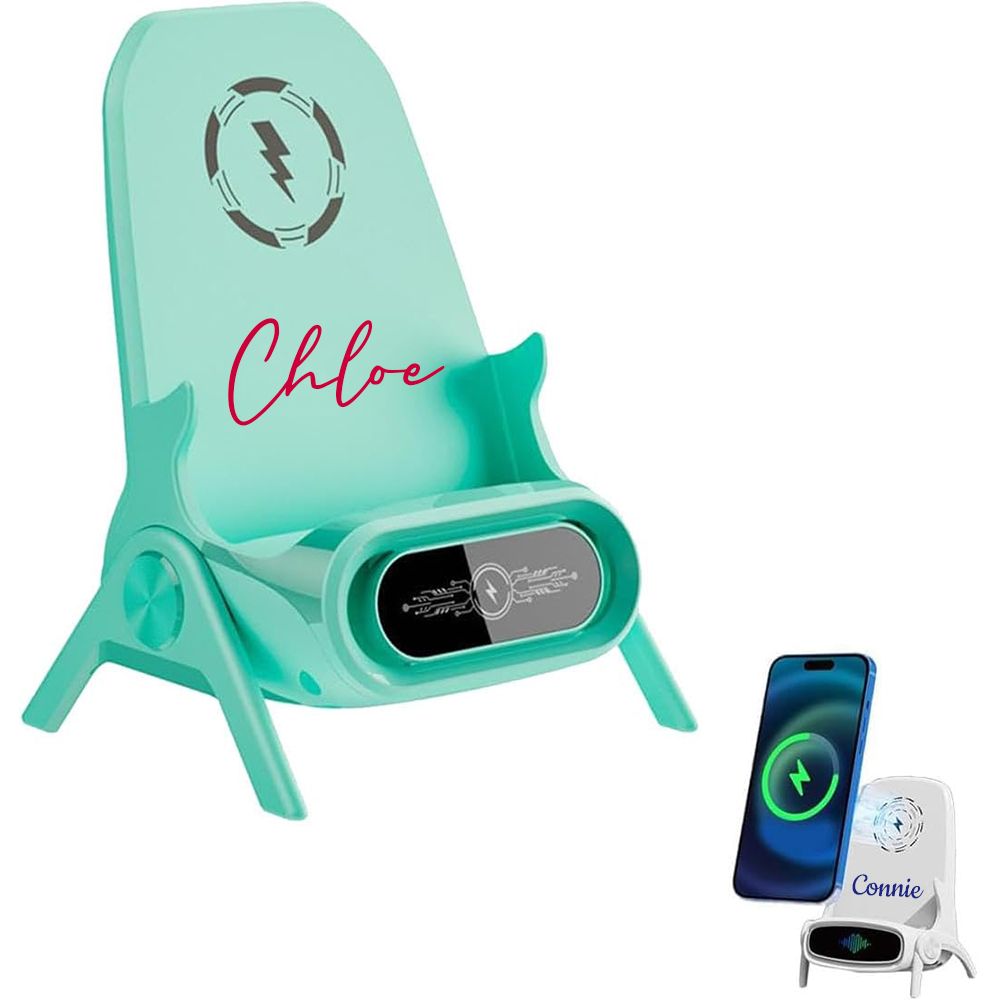 Personalized Chair Multifunctional Wireless Charger Station with Sound Amplifier & Phone Holder | OFCharger02