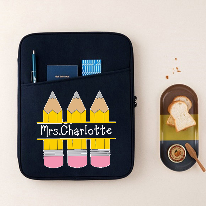 Personalized Name Pencil Teacher Laptop Case Bag | OFBag06