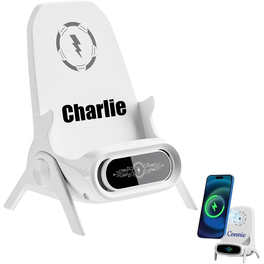 Personalized Chair Multifunctional Wireless Charger Station with Sound Amplifier & Phone Holder | OFCharger02