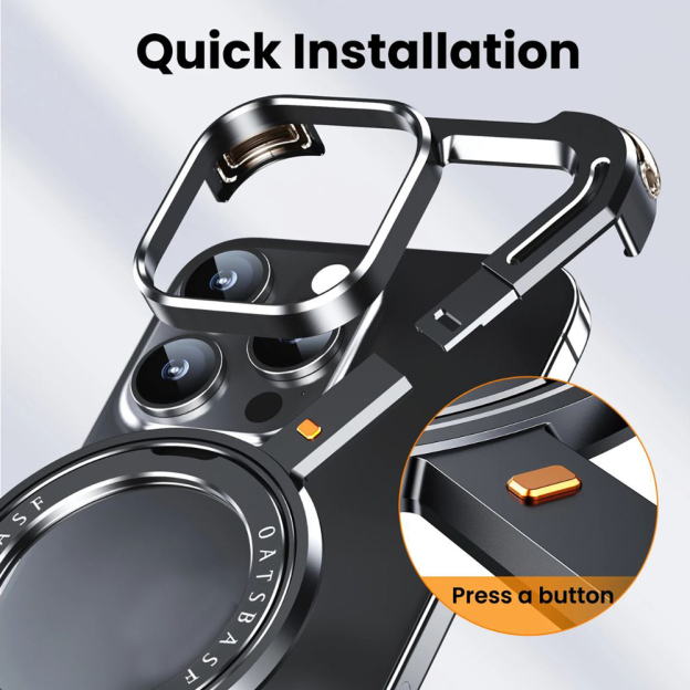 360° Rotation Kickstand MagSafe Aluminum Metal Frameless Z Design Bumper Phone Case for iPhone & Samsung Phone | OFCase158