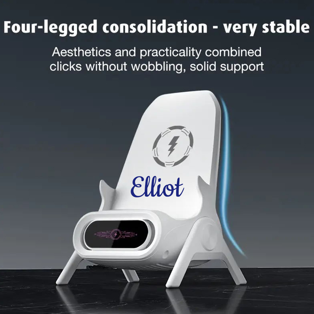 Personalized Chair Multifunctional Wireless Charger Station with Sound Amplifier & Phone Holder | OFCharger02