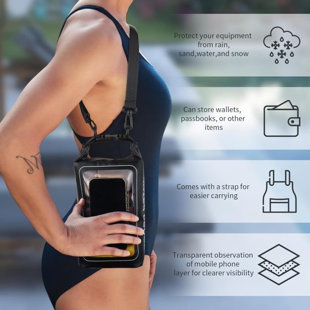 Personalized 2L Waterproof Phone Bag Backpack with Integrated Clear Phone Pouch | OFBag07