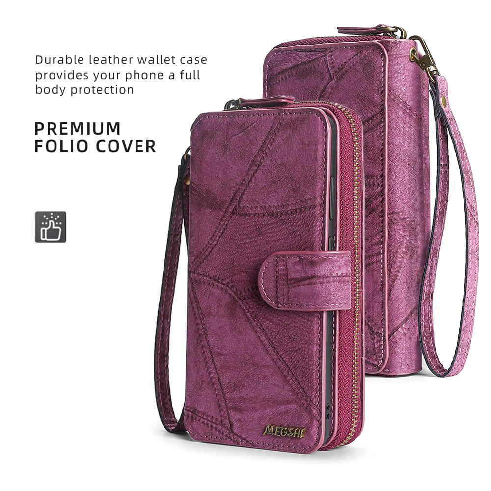 Personalised Monogram Zipper Wallet Detachable Phone Case | OFCase122