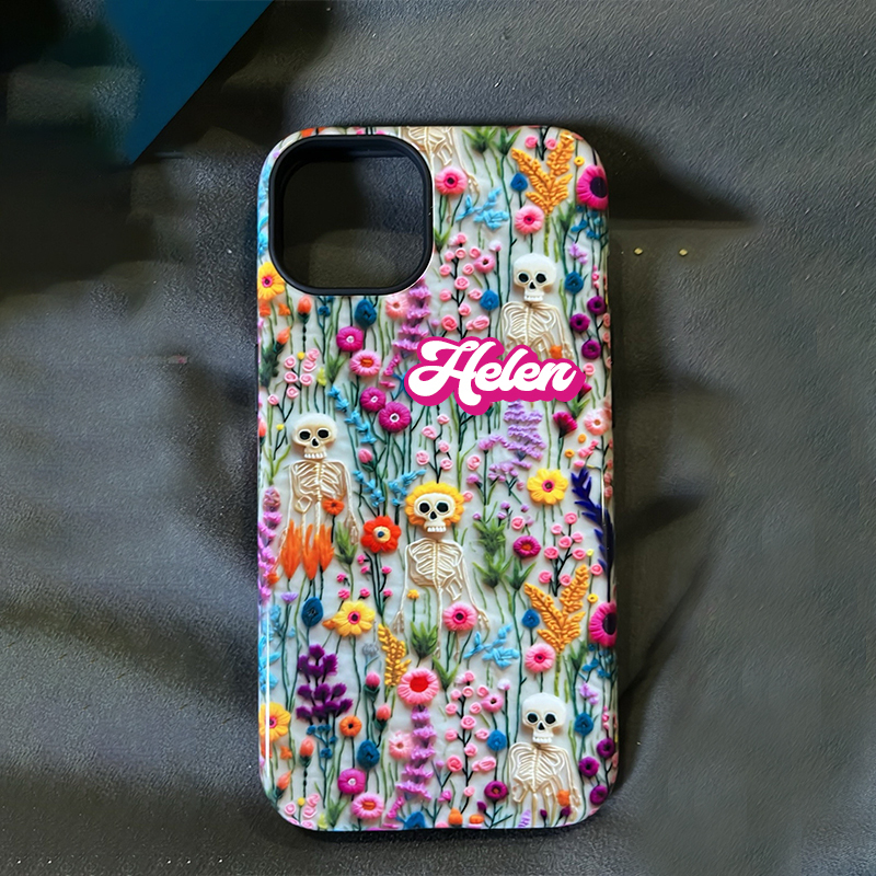 Personalised Name Vintage Skeletons Halloween Phone Case | OFCase132