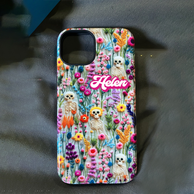 Personalised Name Vintage Skeletons Halloween Phone Case | OFCase132