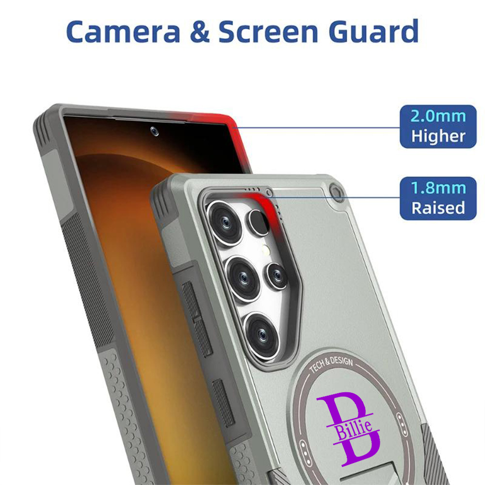 Personalized Monogram Magnetic Phone Case for iPhone and Samsung with Invisible Stand | OFCase159