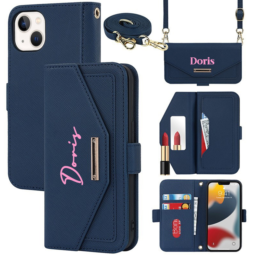 Personalised Monogram Card Holder Wallet Crossbody Phone Case for iPhone & Samsung & Google Pixel | OFCase156