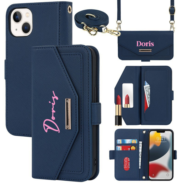 Personalised Monogram Card Holder Wallet Crossbody Phone Case for iPhone & Samsung & Google Pixel | OFCase156