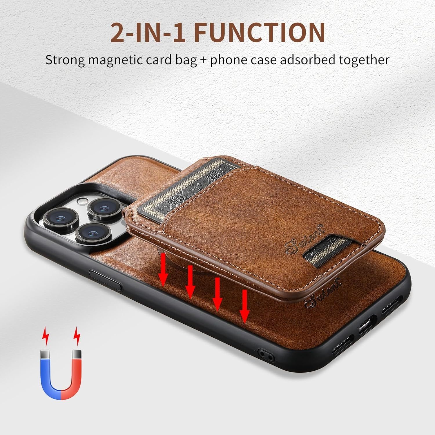 Personalised Monogram Engraving Leather Detachable Wallet Phone Case | OFCase137