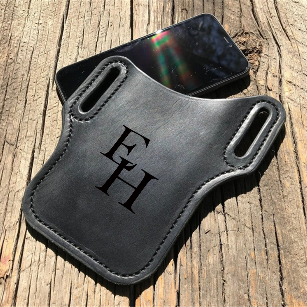 Personalised Leather Phone Holster with Belt Loops | OFCase113