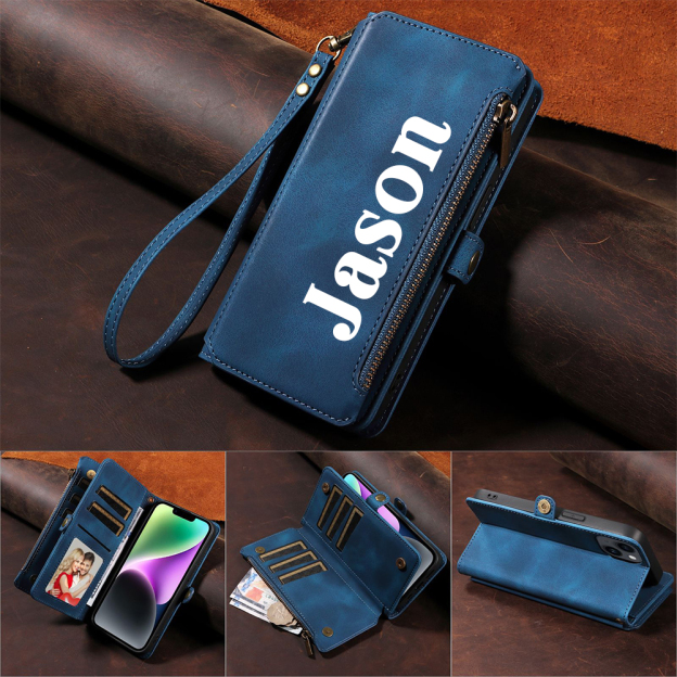 Personalised Monogram Card Holder Zipper Wallet Phone Case | OFCase116