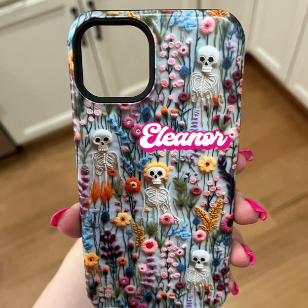 Personalised Name Vintage Skeletons Halloween Phone Case | OFCase132