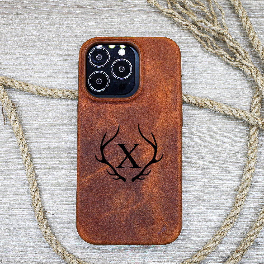 Personalised Monogram Engraved  Genuine Leather Phone Case | OFCase139