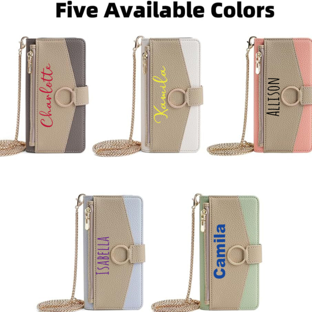 Personalised Monogram Wallet Phone Case with Crossbody Strap | OFCase142
