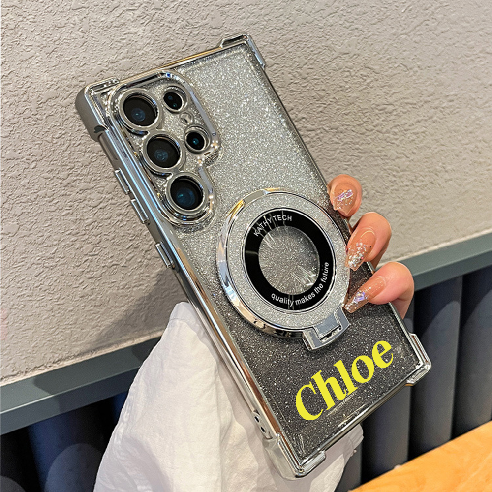 Personalized Magnetic Glitter Bling Phone Case with Stand Holder for iPhone & Samsung | OFCase150