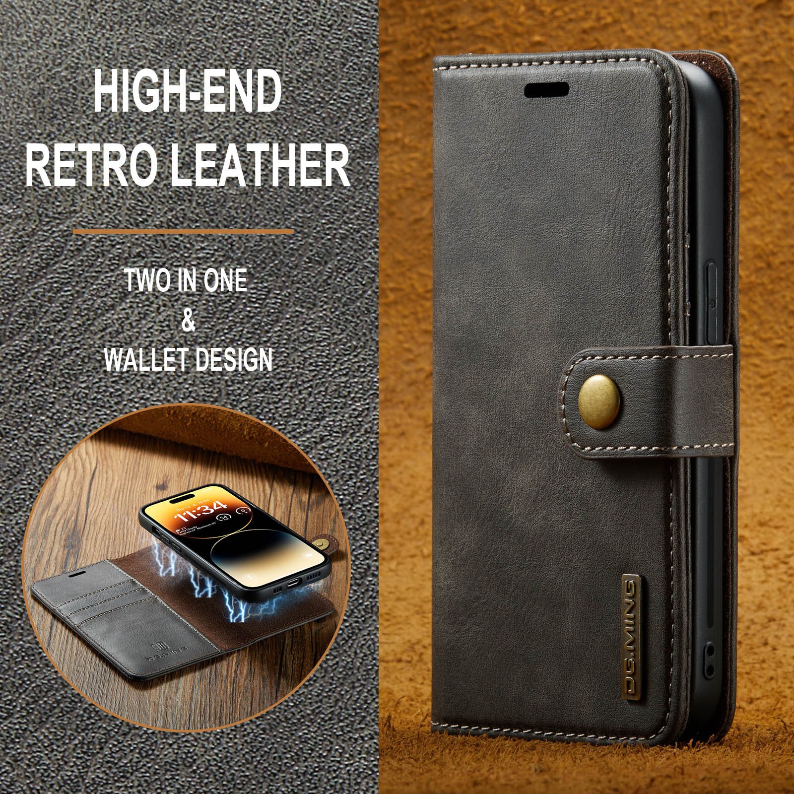 Personalised Monogram Detachable Magnetic Phone Wallet Case | OFCase135