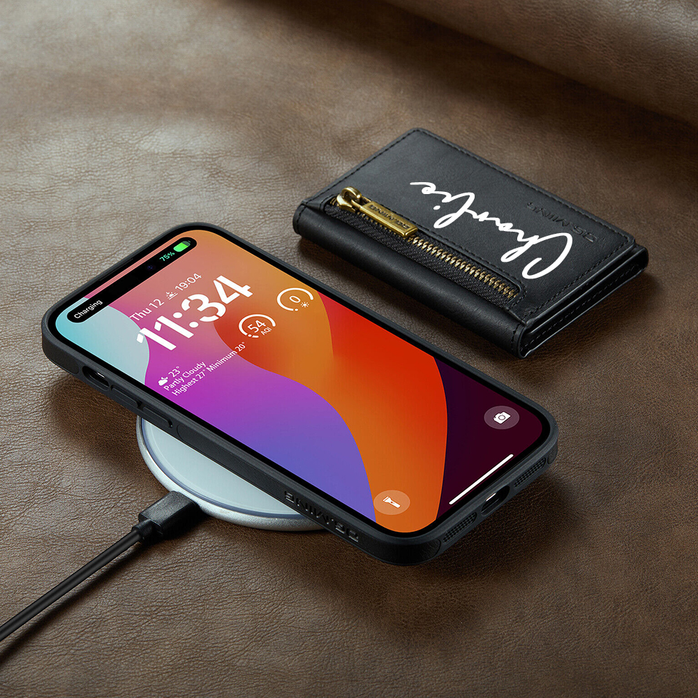 Personalized Leather 2-in-1 Detachable Magnetic Wallet Phone Case | OFCase147