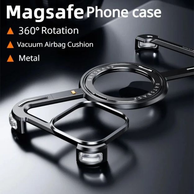 360° Rotation Kickstand MagSafe Aluminum Metal Frameless Z Design Bumper Phone Case for iPhone & Samsung Phone | OFCase158