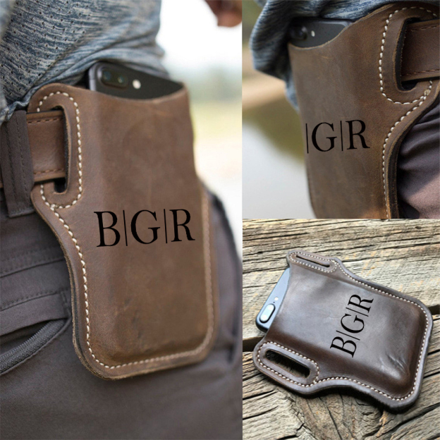 Personalised Leather Phone Holster with Belt Loops | OFCase113
