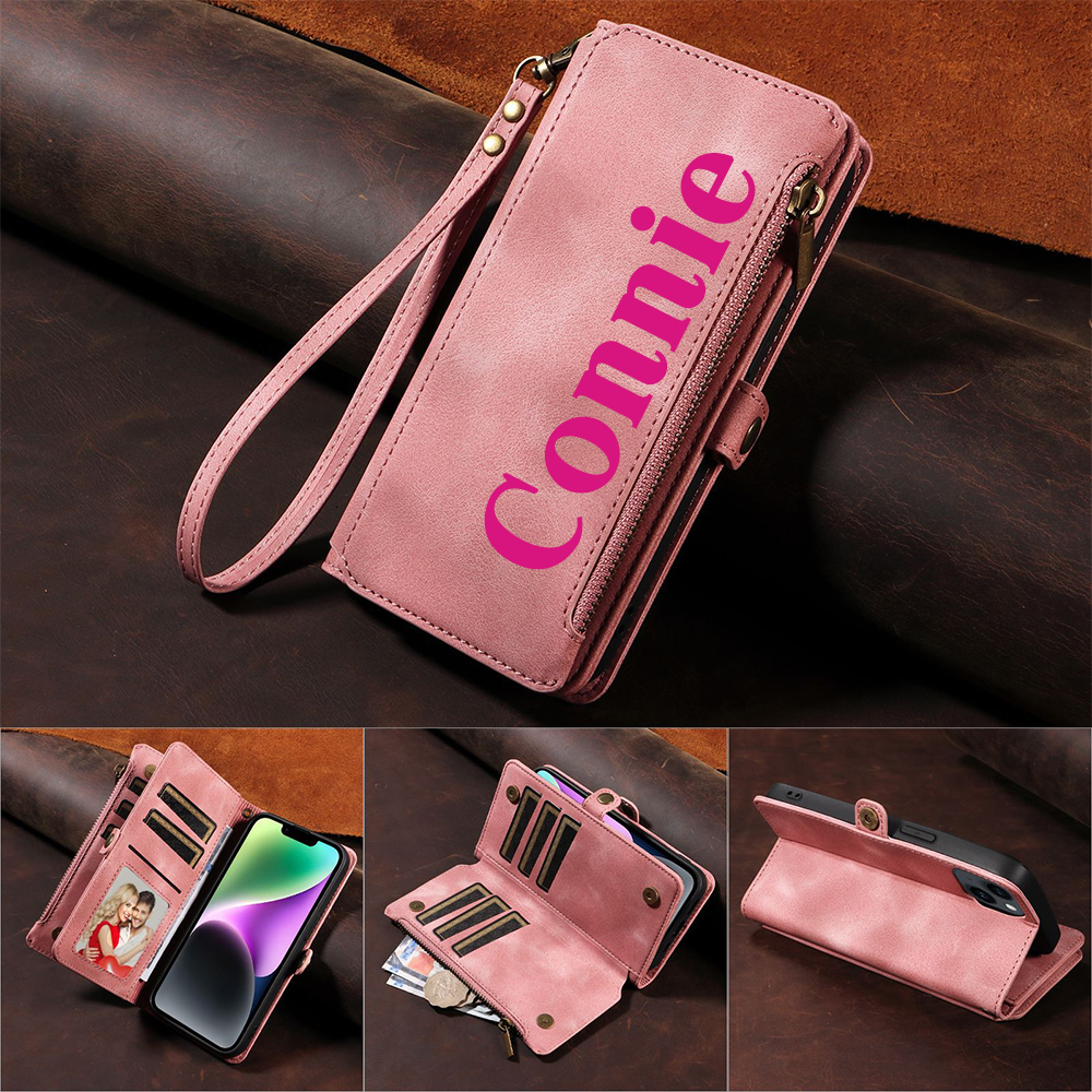 Personalised Monogram Card Holder Zipper Wallet Phone Case | OFCase116
