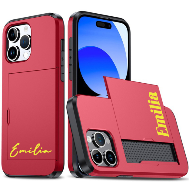 Personalised Monogram Dual Layer Hidden Card Slot Slim Wallet Phone Case | OFCase124